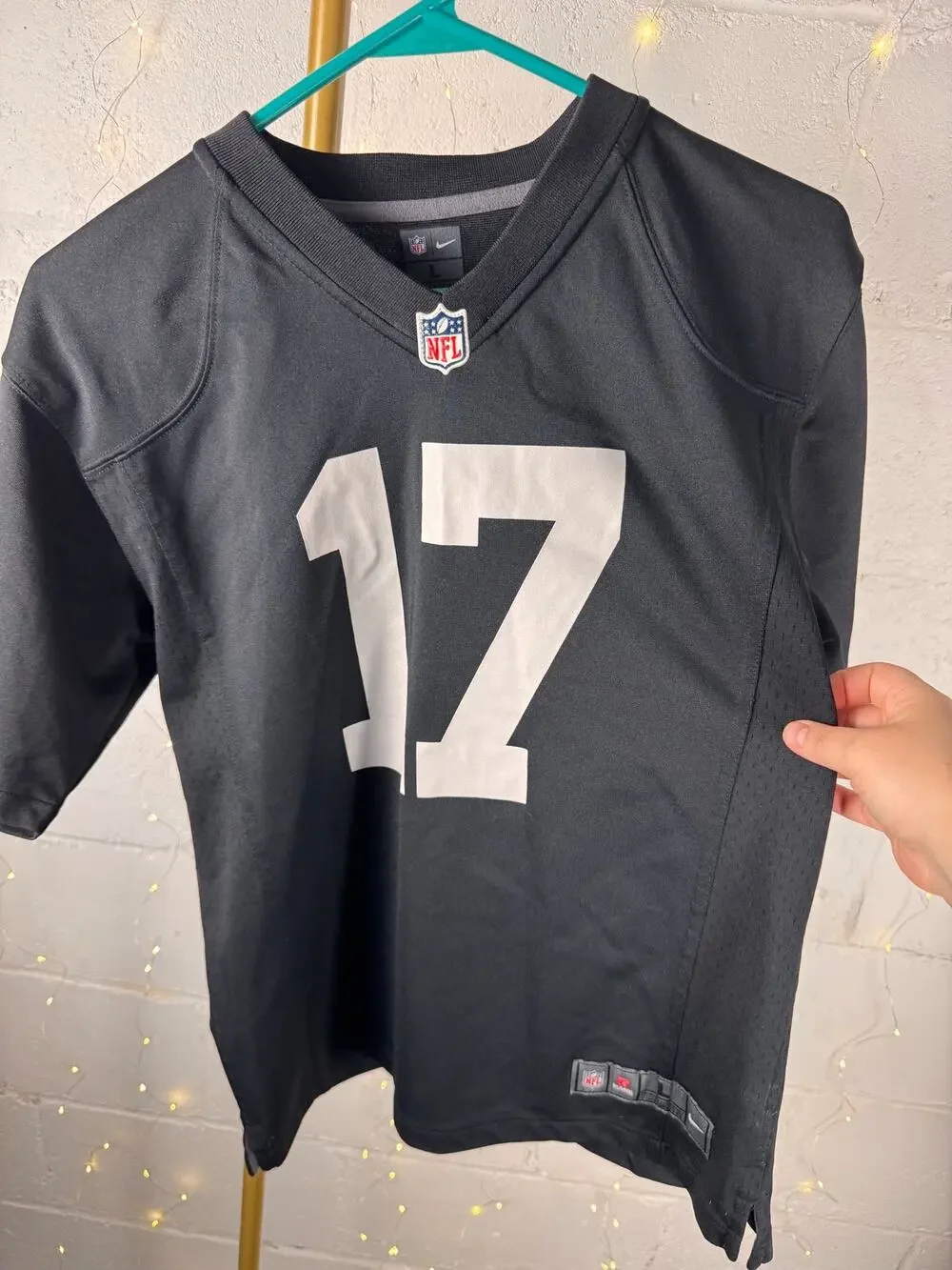 nike las vegas raiders davante adams #17 nfl jersey youth l 14/16 black